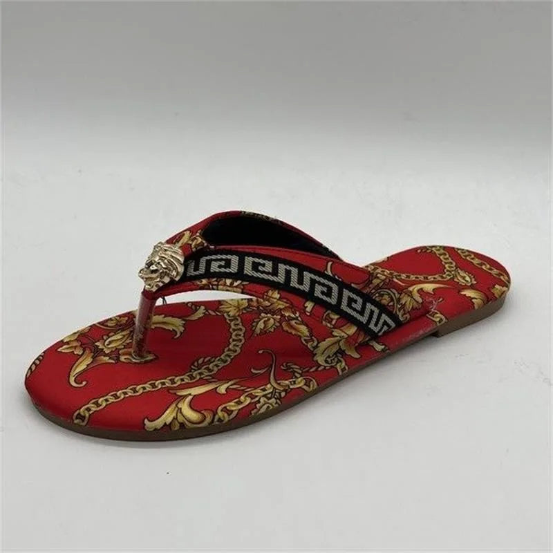 Sexy Women's Flip-Flops – Fashionable Printed Flat Slippers, Outdoor Sandals in Large Sizes
