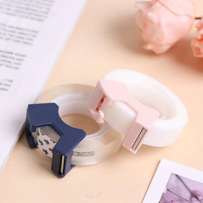 Transparent Small Tape 12mm with Cutting Tool - Adhesive, Writable, Invisible Correction Stationery