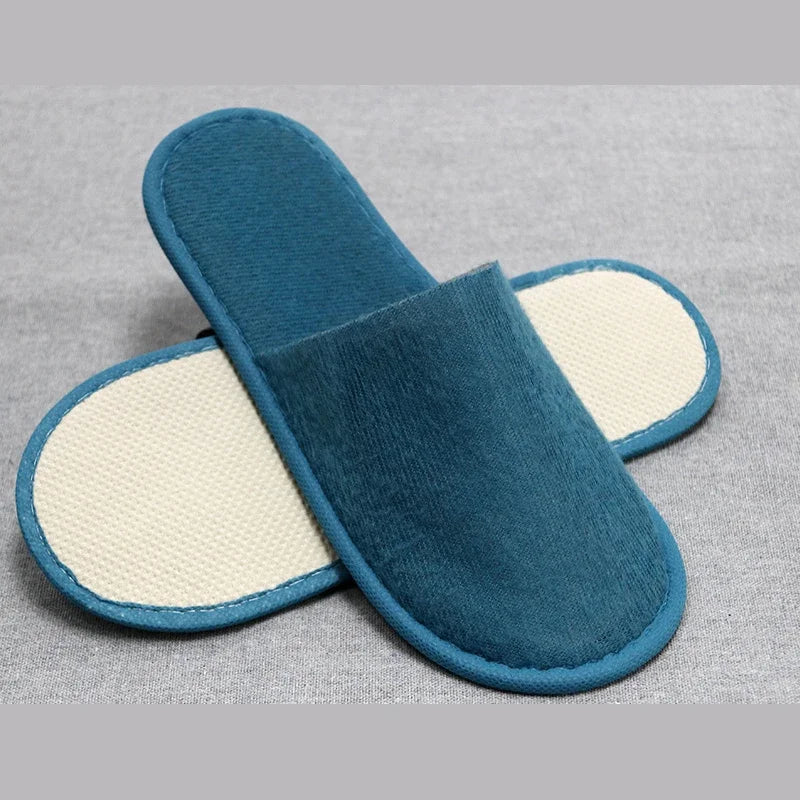 10 Pairs Plush Disposable Slippers - Soft Non-Slip Travel Hotel & Home Guest House Slides