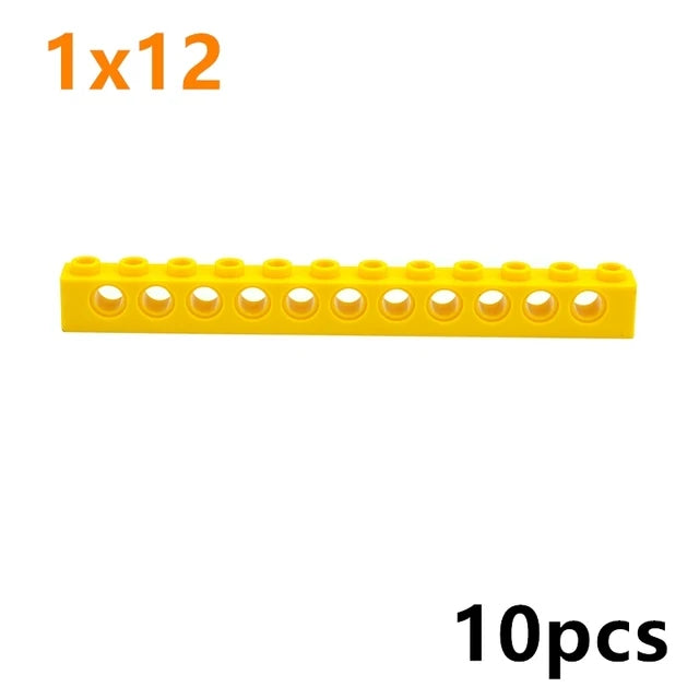 Technical Building Block Long Beam with Holes – Thick MOC Studded Bricks Compatible with 3703, 32018, 3895, 2730, 3894, 3701, 3700