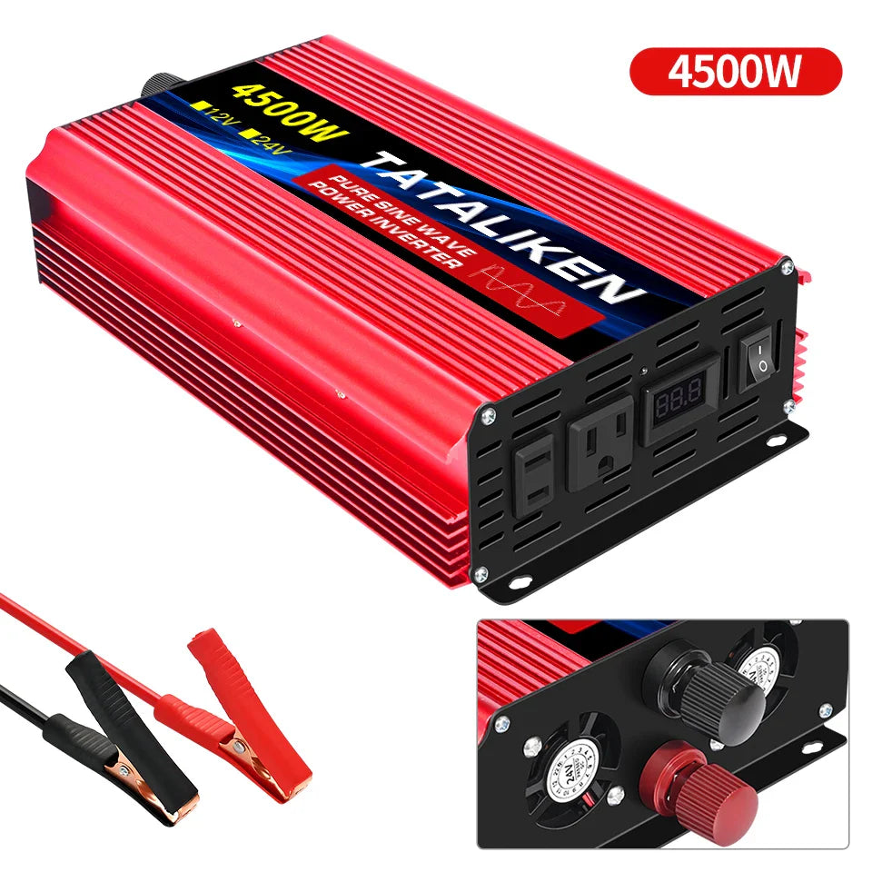 Pure Sine Wave Inverter 5000–10000W – 12V DC to 110V AC Portable Solar & Car Power Converter