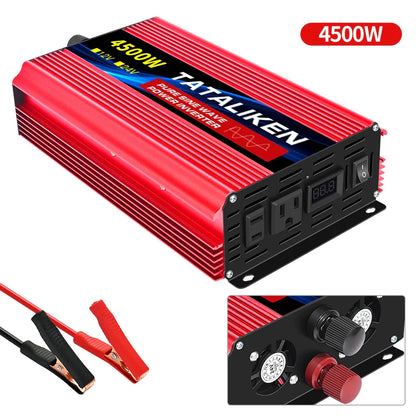 Pure Sine Wave Inverter 5000–10000W – 12V DC to 110V AC Portable Solar & Car Power Converter