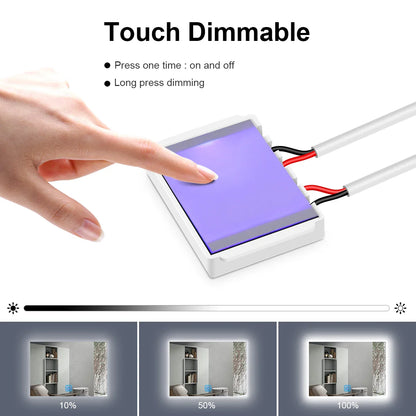 Dimmable Home Lighting Touch Switch - 12V Bathroom Smart Mirror Touch Sensor Control Switch - CCT Adjustable, Compatible with 1-5mm Glass