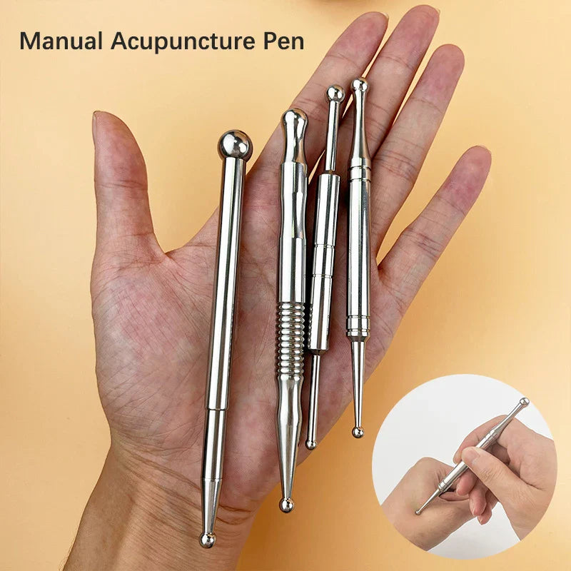 Manual Acupuncture Pen with Terahertz Energy Stone | Trigger Point Massager Stick for Face & Body Relaxation