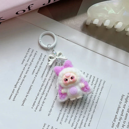 Plush Baby Keychain Bowknot Bag Pendant Hanging Charm for Phone Car Backpack Labobu Gift