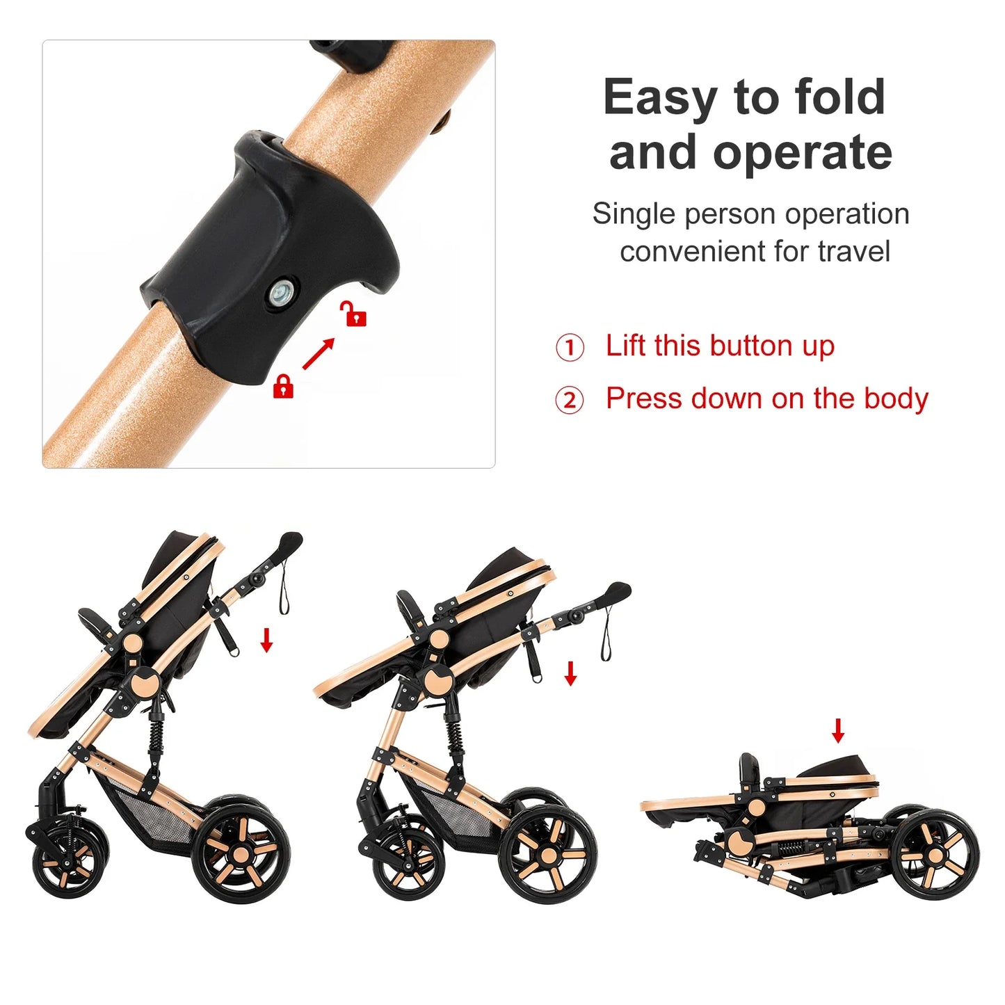 High-Quality 3-in-1 Newborn Baby Stroller — Lightweight Folding Cart with Comfort Seat & ISOFIX Safety