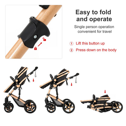 High-Quality 3-in-1 Newborn Baby Stroller — Lightweight Folding Cart with Comfort Seat & ISOFIX Safety