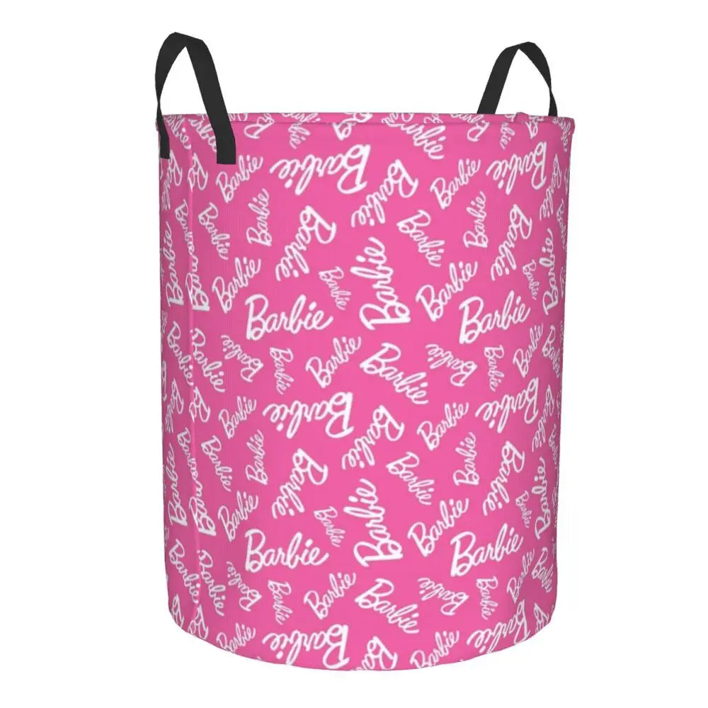 Custom Barbie Logo Laundry Basket – Collapsible Large Capacity Clothes Storage Bin, Disney Baby Hamper