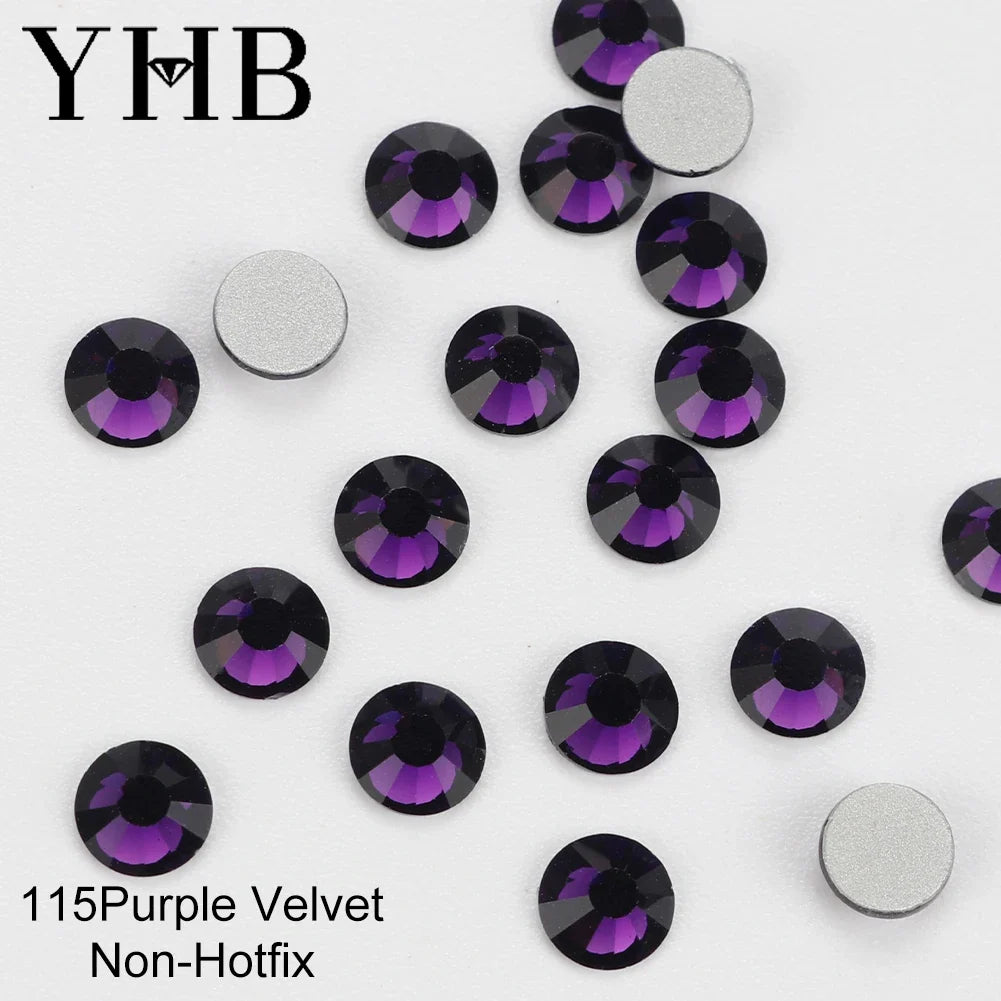 YHB Cold Fix Crystal Flatback Rhinestones - Silver Back Non Hotfix DIY Gems for Nail Art, Bags, Shoes, Garments & Phone Decoration