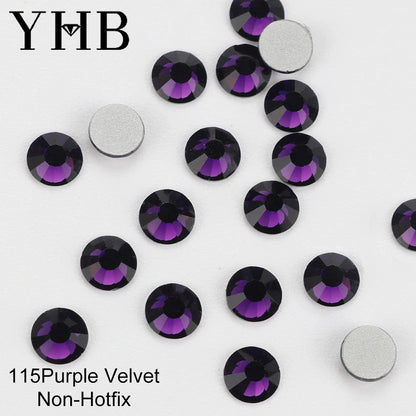 YHB Cold Fix Crystal Flatback Rhinestones - Silver Back Non Hotfix DIY Gems for Nail Art, Bags, Shoes, Garments & Phone Decoration