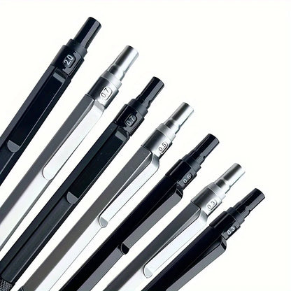 Low Center of Gravity Metal Mechanical Pencil Set – 0.3–2.0mm Lead Refills for Art, Sketching, Painting, and Writing