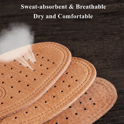 Real Cowhide Leather Insoles – Soft, Breathable, Anti-Slip Shock Absorbing Shoe & Boot Inserts