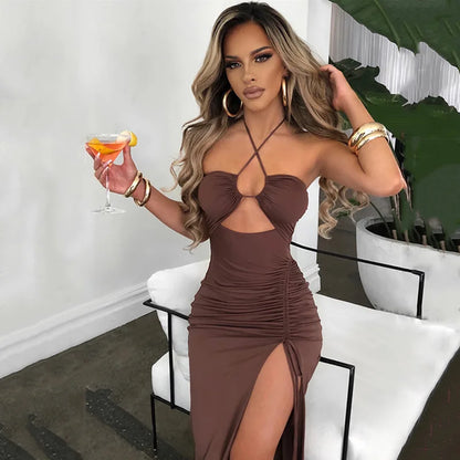 Women's Sleeveless Bodycon Midi Dress – Sexy Backless Night Club Party Slim Fit Elegant Dress