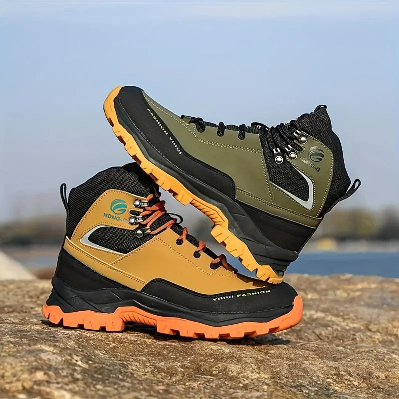 Rotary Buckle Men’s Work Boots – Steel Toe Safety Shoes, Anti-Smash & Puncture-Proof, Sizes 38-47