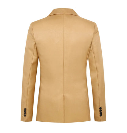 Men’s Casual Business Slim Fit Suit Jacket — Trendy Autumn Single-Button Formal Blouse, Non-Iron Solid Color