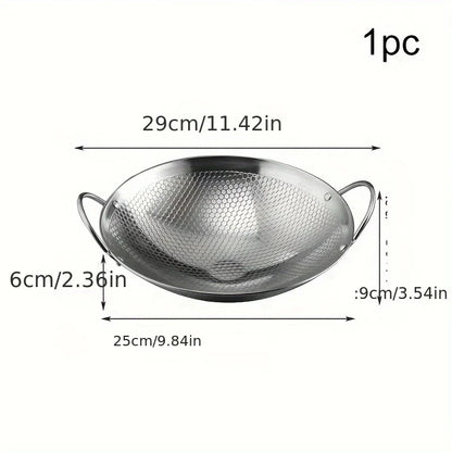 29cm/11inch Stainless Steel Honeycomb Skillet | Non-Stick, Scratch-Resistant Cooking Pan for Pasta, Steak, Porridge, Ramen