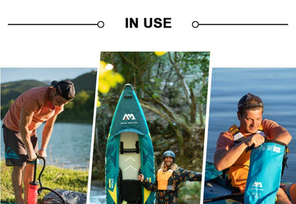 AQUA MARINA STEAM Inflatable Sport Kayak – 1-2 Person PVC Canoe Dinghy Raft with Pump, Seat & Drop Stitch Floor