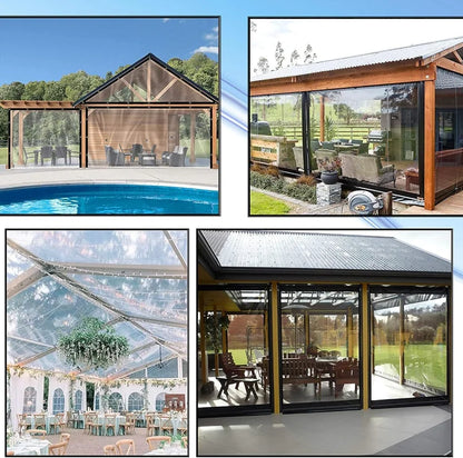 Clear Waterproof Tarp - Transparent Tear-Resistant Poly Cover with Rustproof Grommets for Patio, Garden & Chicken Coop