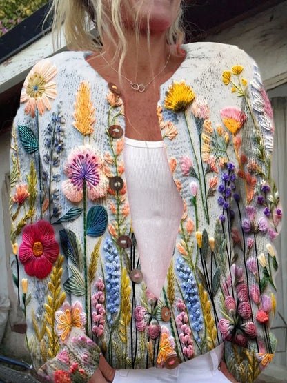 Women’s 3D Print Knitted Cardigan – Thin Vintage Sweater Autumn Winter Chic Knit Top Casual Streetwear