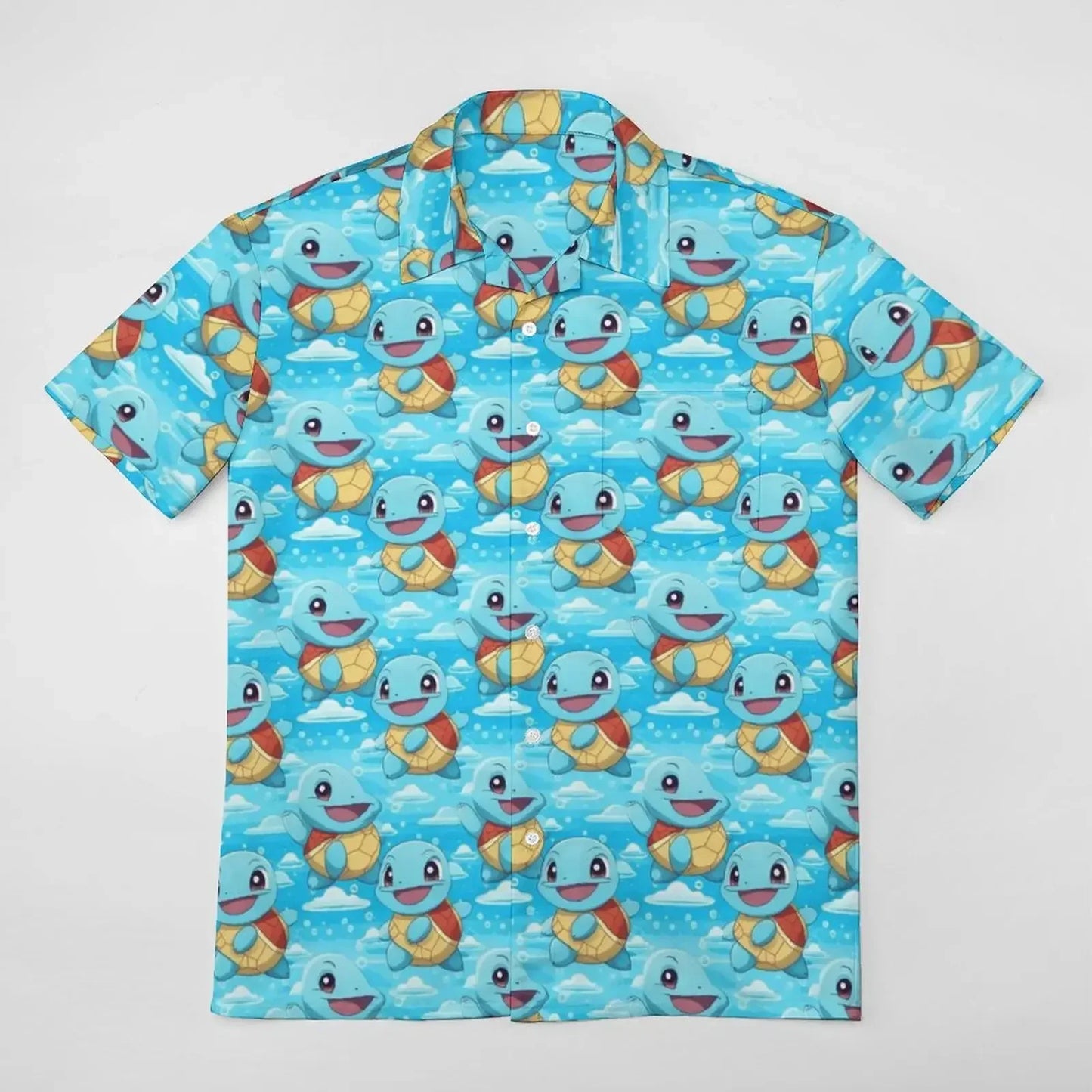 Summer Men's Short Sleeve Shirt – Cute Animal Print, Open Button Lapel, Comfortable Casual Top