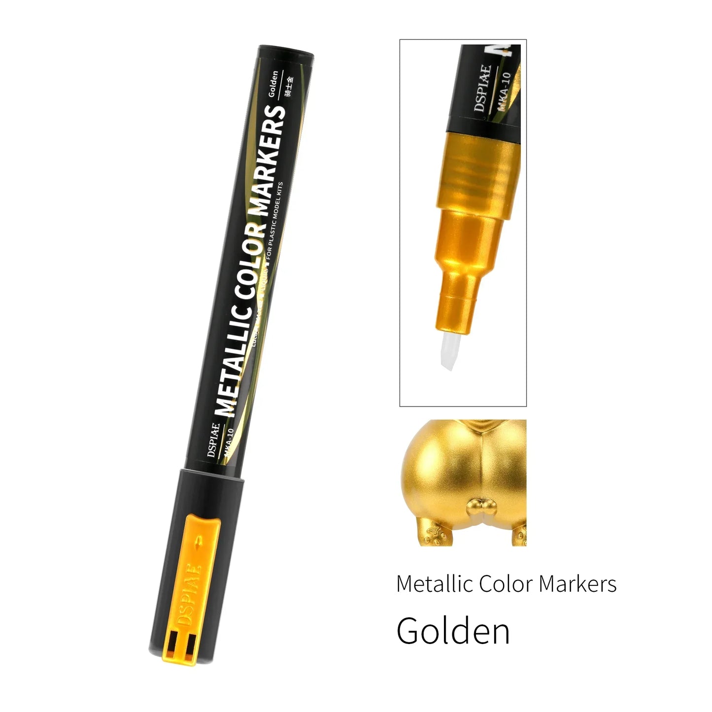 DSPIAE MKA Metallic Brush Marker Pen Set – Eco-Friendly Water-Based Soft Tip Paint Pens (Pink, Orange, Red, Blue, Green, Silver, Gold)