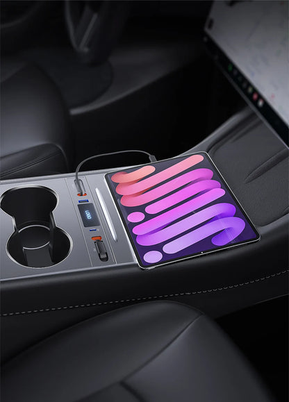 Tesla Model 3 & Model Y 27W Quick Charger USB Shunt Hub – Intelligent Docking Station Car Adapter & Splitter Extension