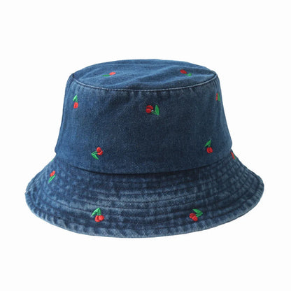 Embroidered Denim Bucket Hat – Summer Beach Fisherman Sun Hat for Men & Women | Cute Travel Cotton Sun Protection Cap, Wholesale Style
