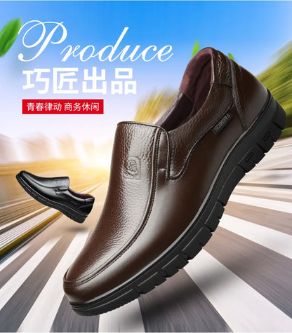 Genuine Leather Handmade Men's Shoes – Casual Loafers, Breathable Slip-On Walking Sneakers for Outdoor Wear
