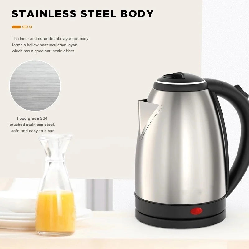 2L Electric Kettle — Large Capacity Stainless Steel Fast Boil Water Heater