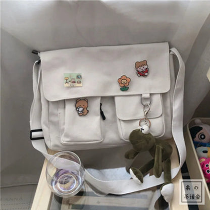 Women’s Casual Canvas Messenger Bag – Simple Printed Shoulder Satchel for School & Everyday Use