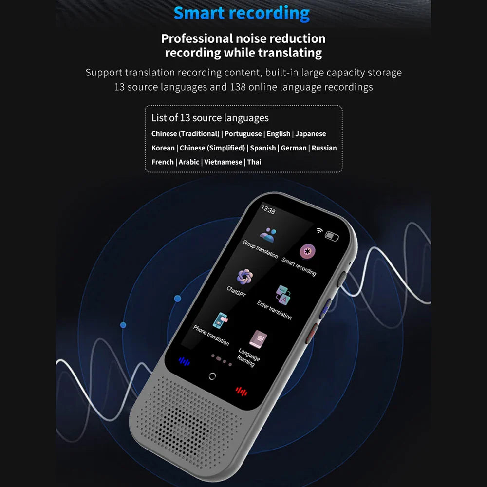 S80 Pro Portable Language Translator Device - 138 Languages, Voice & Offline Translation, ChatGPT Function
