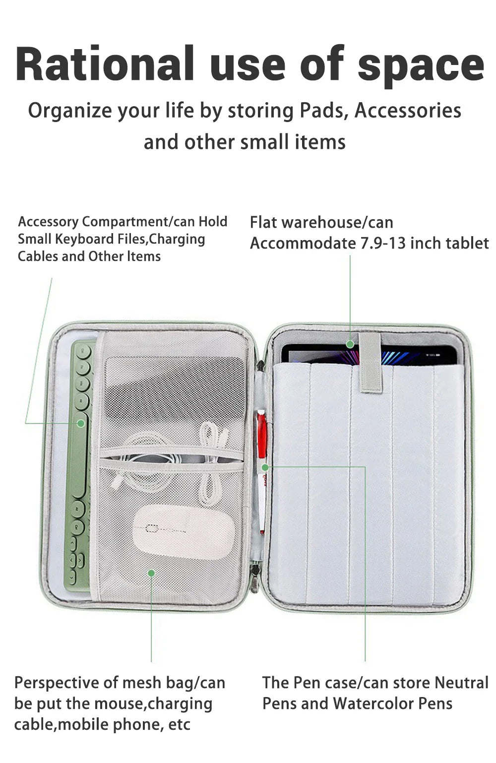 EMTRA Tablet Handbag Case - Shockproof Cover for iPad Mini 6, Air 4/5, Pro 11/12.9, Xiaomi Pad 5 & Kindle