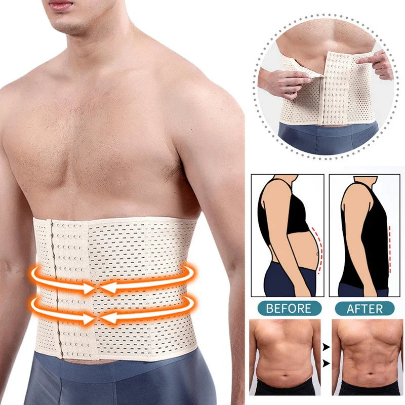 Men’s Slimming Body Shaper Waist Trainer – Trimmer Belt Corset for Abdomen, Belly & Tummy Control, Fitness Compression Shapewear