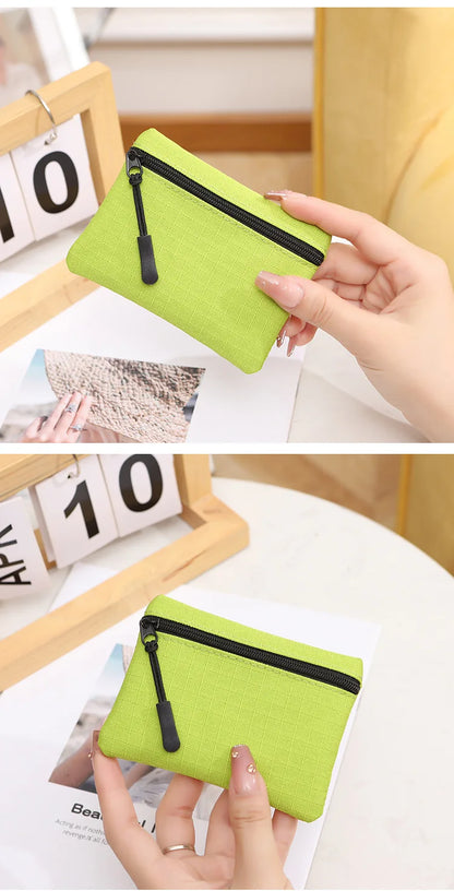 Canvas Mini Coin Purse with Zipper – Cute Solid Color Key & Money Pouch for Kids, Women & Men