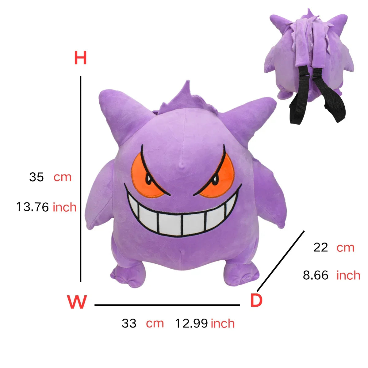 Pokémon Plush Backpack — Gengar, Mimikyu, Eevee, Snorlax, Charmander, Charizard, Mew, Rowlet Stuffed Toy Shoulder Bag for Kids & Gifts