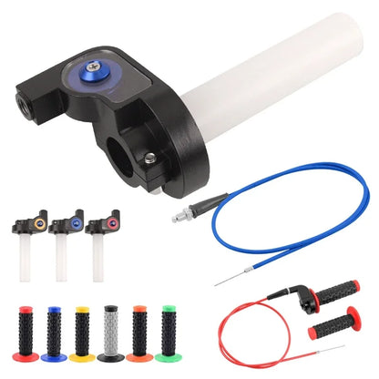 22mm Quick Twist Throttle Grip Set with Cable — Motorcycle Dirt Bike Handlebar Grips for Honda, Kawasaki, Suzuki, KTM