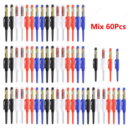 Carpenter Marker Pens — 45mm Long Nib Head, Hole Marker for Woodworking, 100-1PCS White/Black/Blue/Red Hand Tools