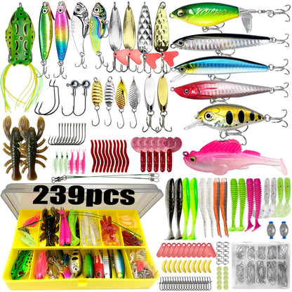 83/133/193/239/409PCS Fishing Lure Kit – Multi-Layer Tackle Box Set for Trout, Pike & Bass Fishing Pro Gear Accessories