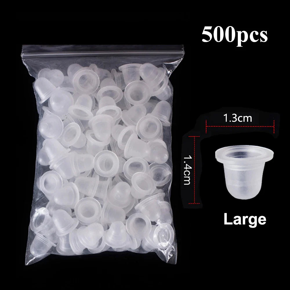 100/500/1000pcs Disposable Silicone Tattoo Ink Cup Caps — Pigment Holder Containers for Tattoo Accessories
