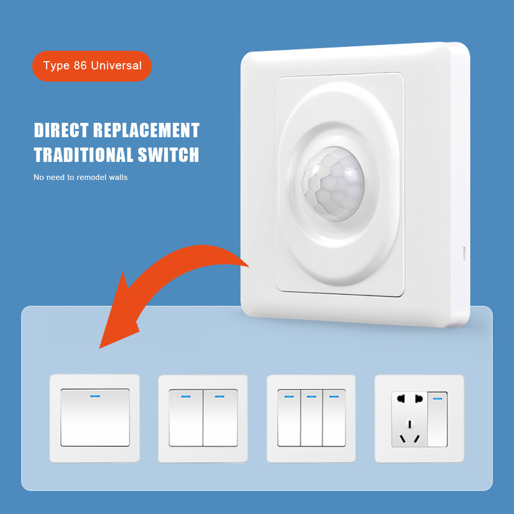 AC 220V LED PIR Motion Sensor Light Switch, Infrared Human Detection, Auto On/Off for Corridor & Staircase