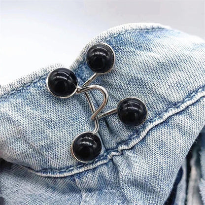 Adjustable Waist Buckle Brooch: Alloy Pins with Faux Pearl - Versatile Snap Button Detachable Jeans Accessory