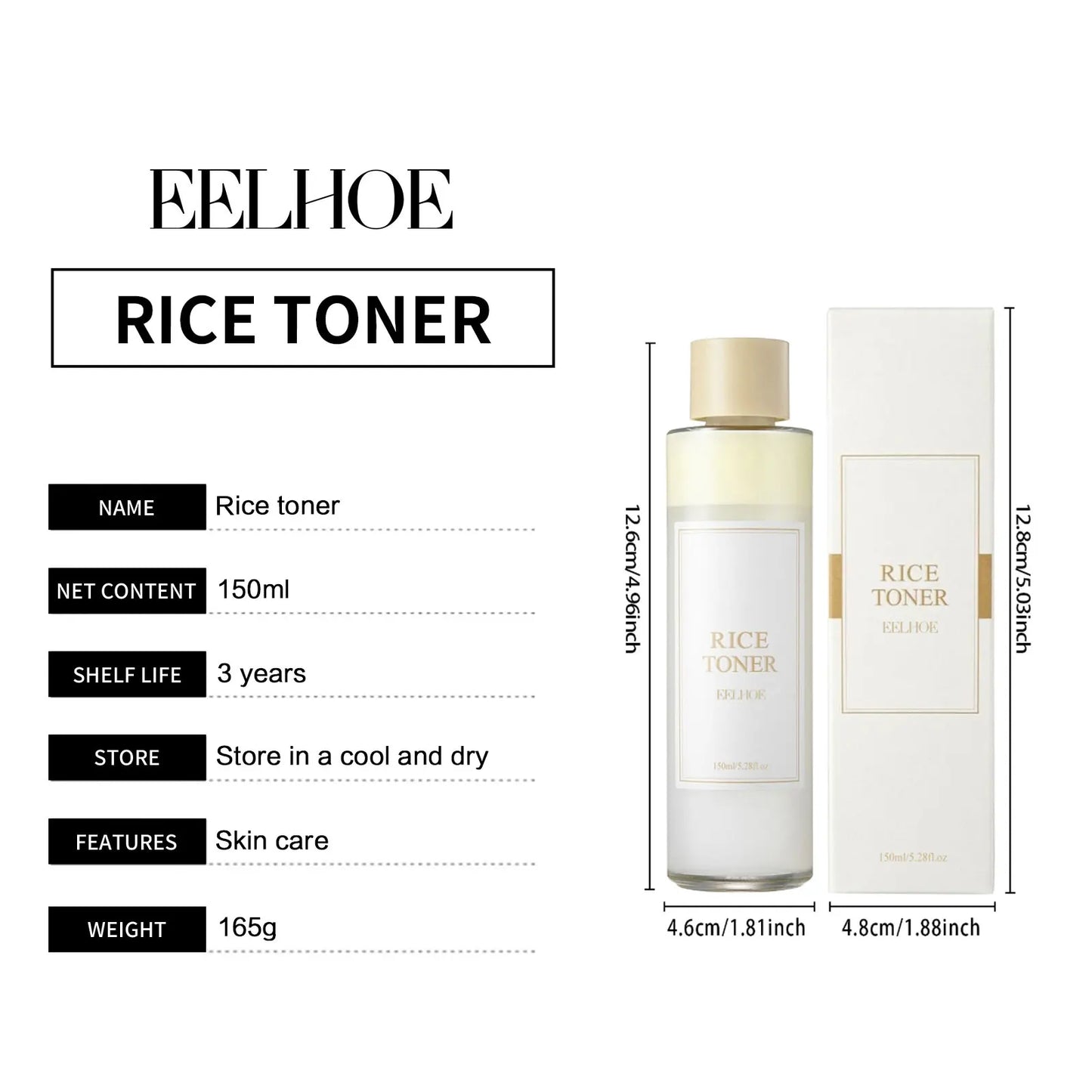 EELHOE Rice Water Toner 150ML – Moisturizing Facial Toner for Oil Control, Wrinkle Smoothing, Pore Shrinking & Skin Repair