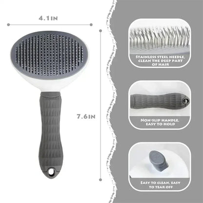 Self-Cleaning Pet Grooming Brush - Dog & Cat Hair Remover Comb for Deshedding and Dematting