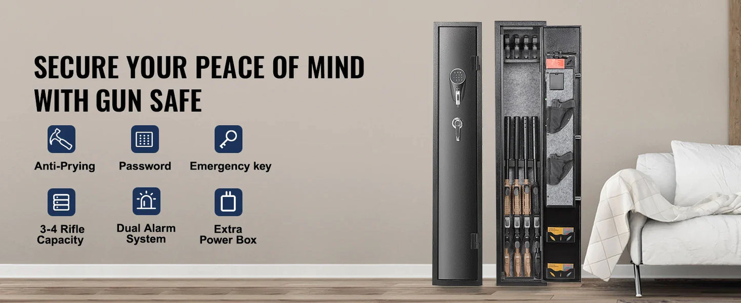 SucceBuy 3-8 Gun Safe – Digital Keypad Lock Cabinet with Removable Shelf for Rifles & Pistols