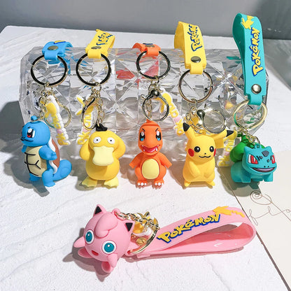 Pokemon Pikachu Keychain Anime Cartoon Figure Toy Pendant – Charmander Psyduck Bag & Car Key Ring Kid Gift