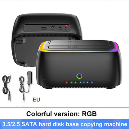7-in-1 Dual Bay Hard Drive Docking Station USB 3.0 – 5Gbps SATA HDD/SSD Clone Enclosure for 2.5" & 3.5" Drives, TF/SD Card Reader