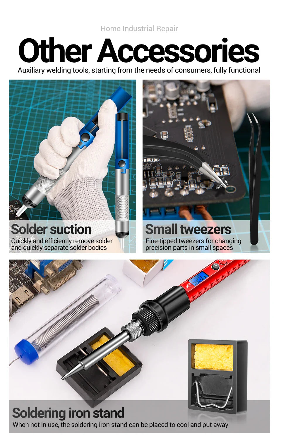 ANENG SL106 Electric Soldering Iron – Adjustable Temperature Welding & Rework Station with Heat Pencil Tip, 110V/220V
