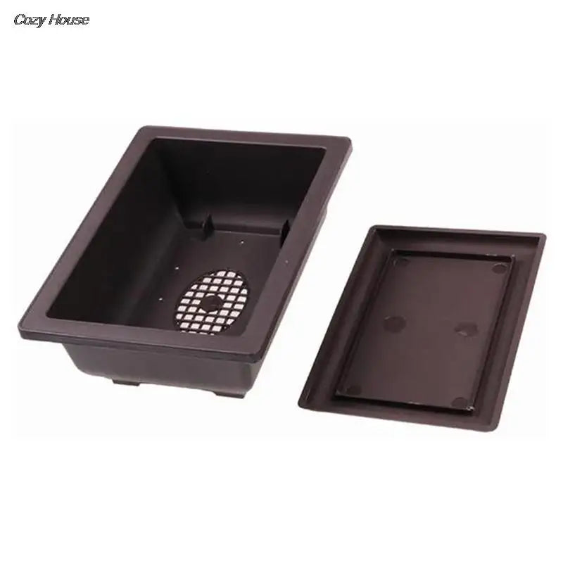 1PC Square Imitation Plastic Flower Pot - Balcony Bonsai Bowl, Nursery Basin Planter, Rectangle Design for Home Gardening
