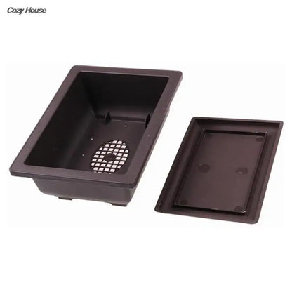 1PC Square Imitation Plastic Flower Pot - Balcony Bonsai Bowl, Nursery Basin Planter, Rectangle Design for Home Gardening
