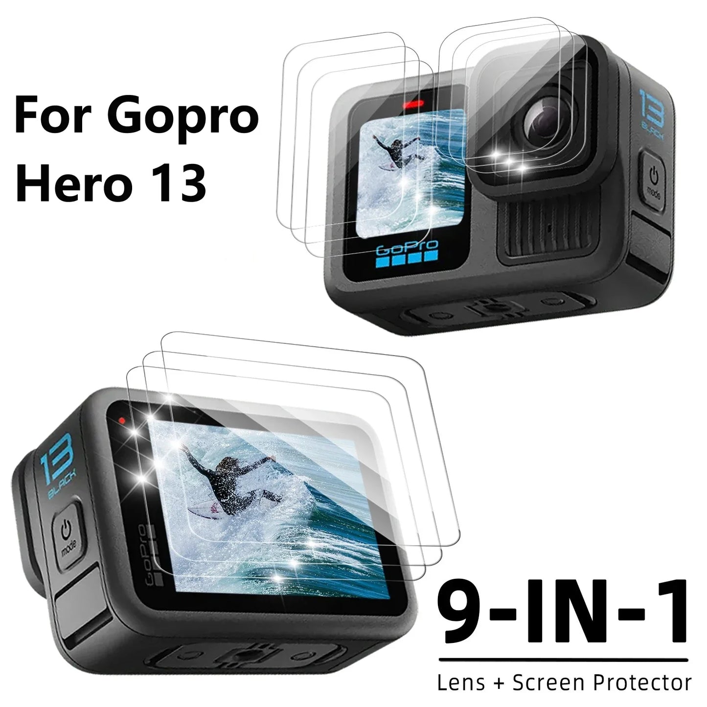 GoPro Hero 13 Black Tempered Glass Screen Protector – Silicone Case, Lens Cap & Protective Film for GoPro 13 Camera